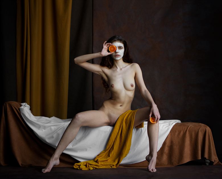 nocturne with orange artistic nude artwork by artist rodislav_driben_art