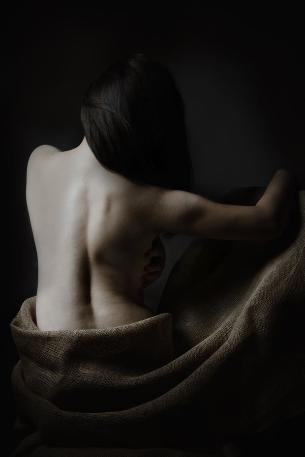 nude in jute chiaroscuro artwork by photographer hruby