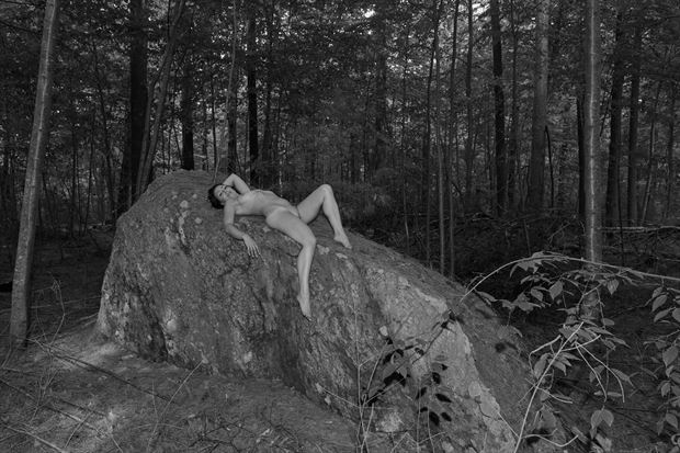 nude on a boulder artistic nude photo by model dylan fox 