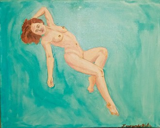 nude on turquoise field Artistic Nude Artwork by Artist Fernando