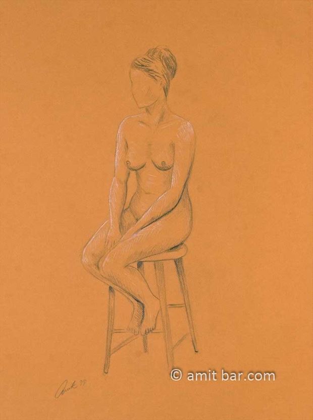 nude woman on high stool artistic nude artwork by photographer bodypainter