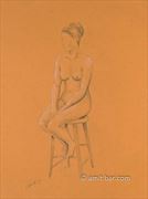 nude woman on high stool artistic nude artwork by photographer bodypainter