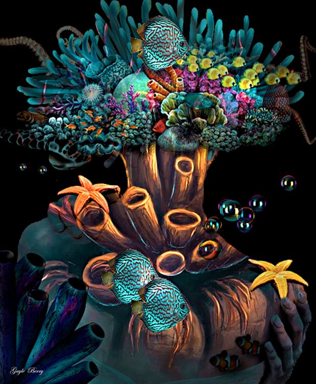 ocean goddess 2 surreal artwork by artist gayle berry