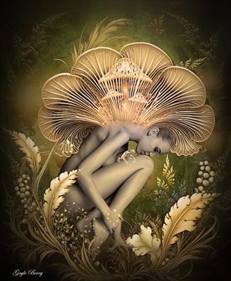 ode to a mushroom artistic nude artwork by artist gayle berry