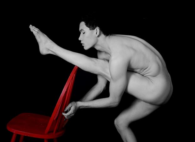 old red chair lines curves artistic nude photo by photographer ebutterfieldphotog