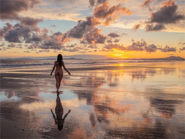 on the beach at sunset artistic nude photo by photographer wavepower