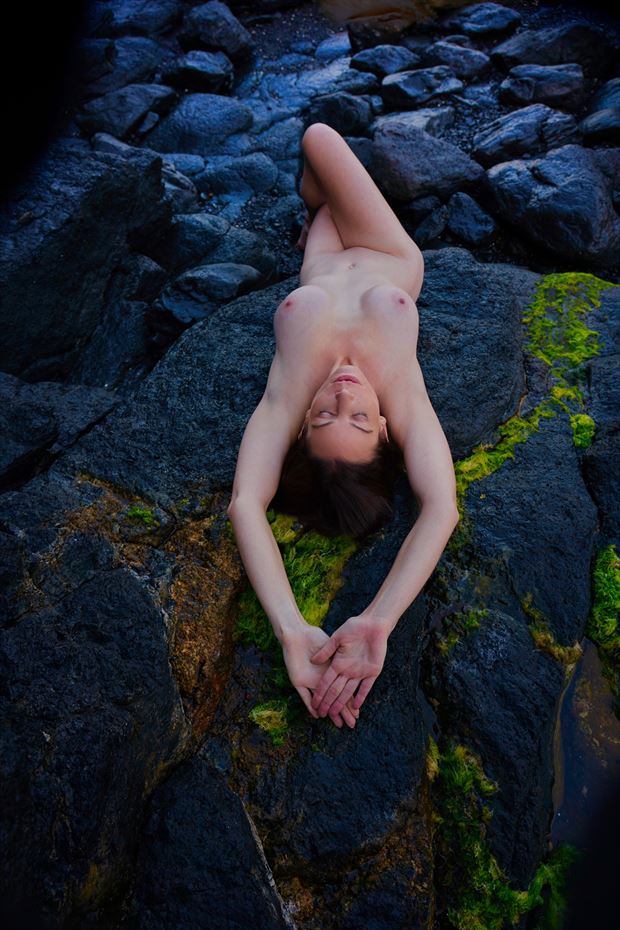 on the rocks artistic nude photo by model shann