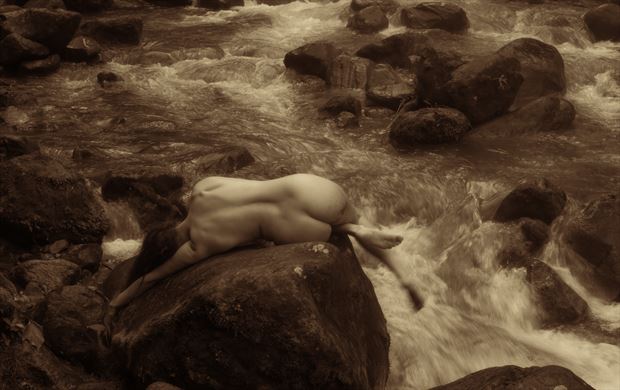 on the rocks with amber artistic nude photo by photographer colinwardphotography