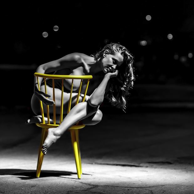 one yellow chair iii artistic nude artwork by photographer photo kubitza