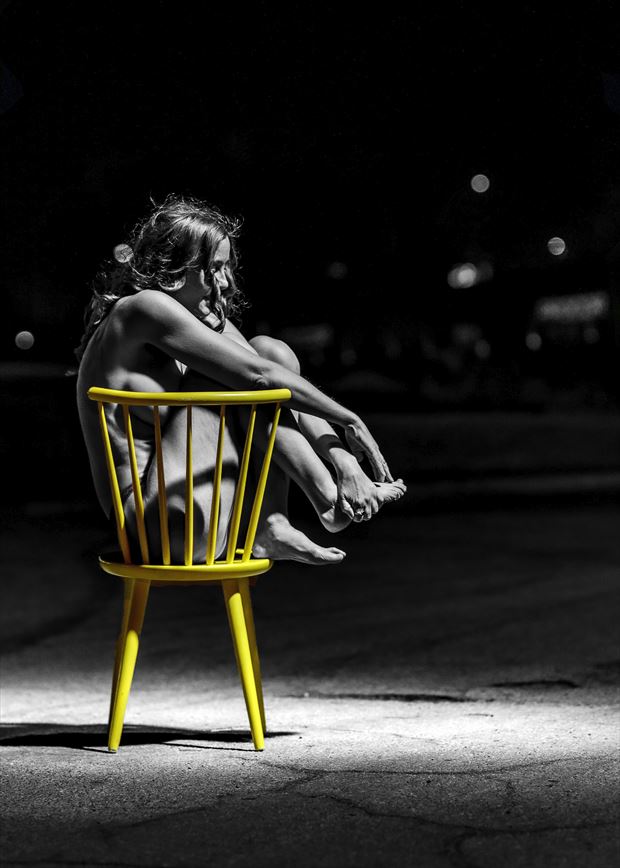 one yellow chair iv artistic nude artwork by photographer photo kubitza