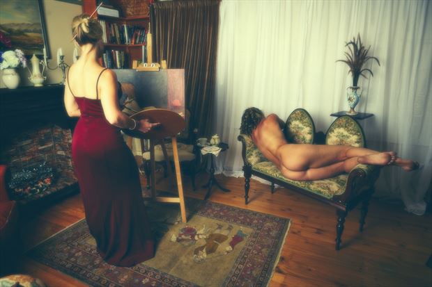 painting pair artistic nude photo by model tallulah c amore