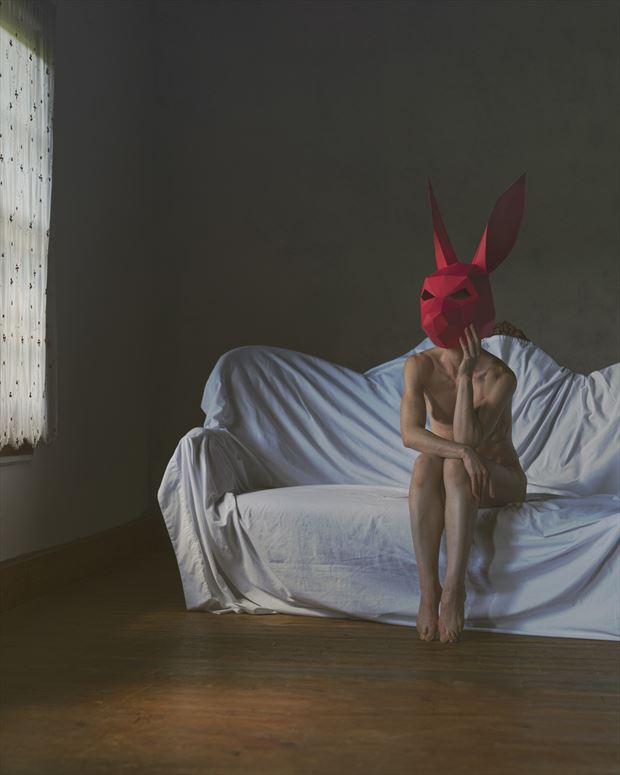 pensive rabbit artistic nude photo by photographer luka zozka