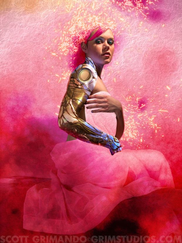 pink droid surreal artwork by artist scott grimando