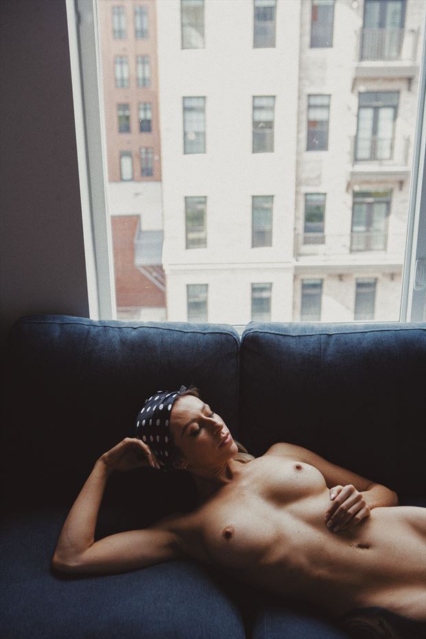 polka dot scarf artistic nude photo by model hannah j shoemaker