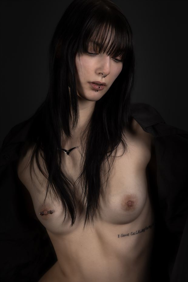 portrait in black artistic nude photo by photographer claude frenette