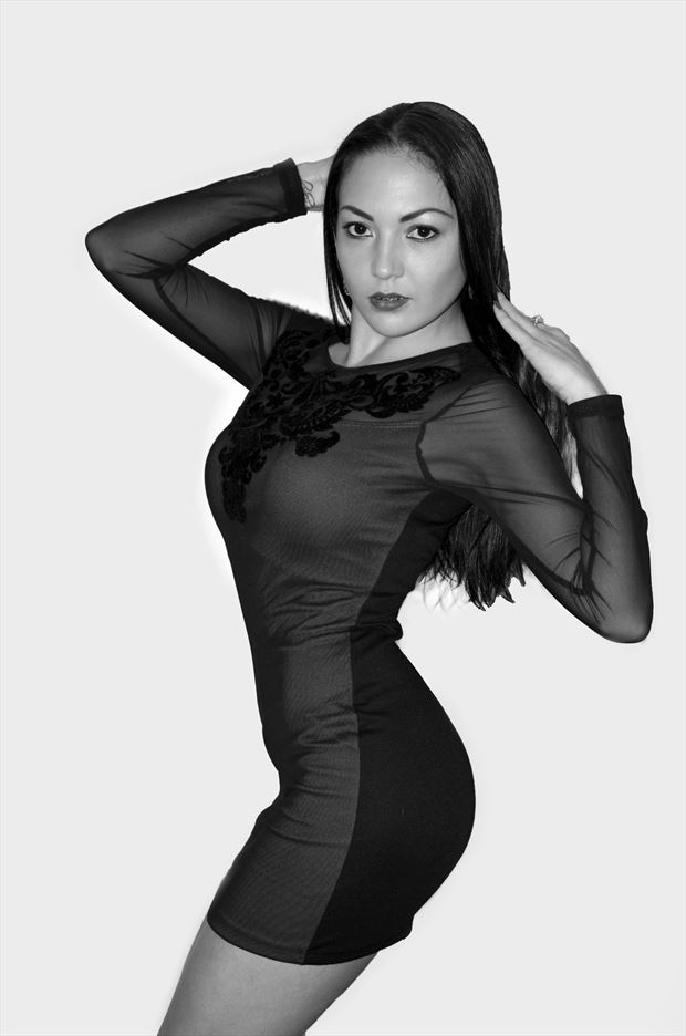 pretty girl in sensual black dress sensual photo by artist julian monge najera