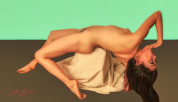 prone artistic nude artwork by artist charles caramella