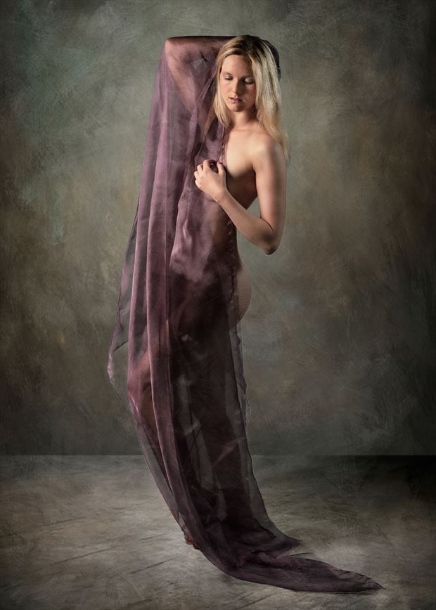 purple fabric artistic nude photo by photographer fischer fine art