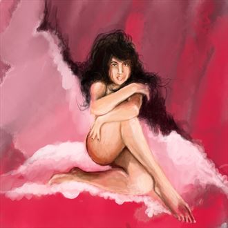 rebecca in pink 1 vintage style artwork by artist nick kozis
