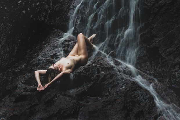 recline at the falls artistic nude photo by photographer korry hill
