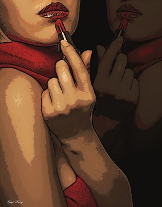 red lipstick fantasy artwork by artist gayle berry