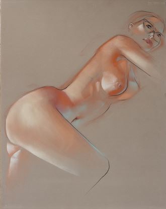 red reclining artistic nude artwork by artist t_wayne