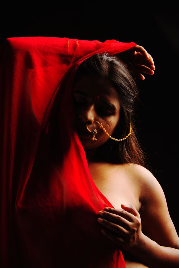 red saree series with vidhiya artistic nude photo by photographer inder gopal