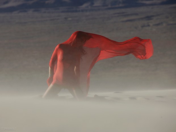 red silk in sand storm 1 Artistic Nude Photo by Photographer xposures