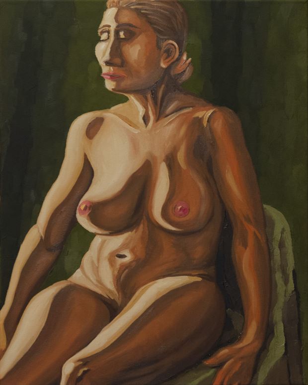 resting lady in studio figure study artwork by photographer alan h bruce
