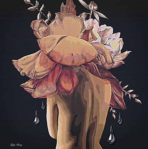 rose petal tears surreal artwork by artist gayle berry