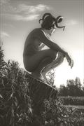 satyr on a tree stump artistic nude photo by model a stepan