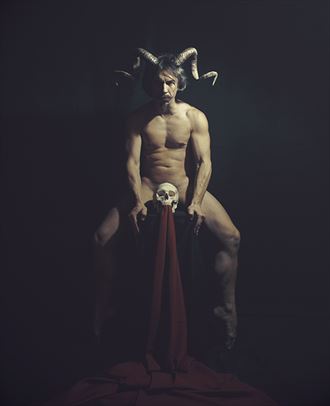 satyr with a skull artistic nude photo by model a stepan