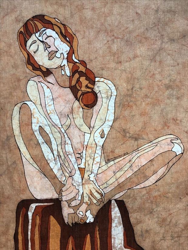 seated in the sunlight artistic nude artwork by artist kevin houchin