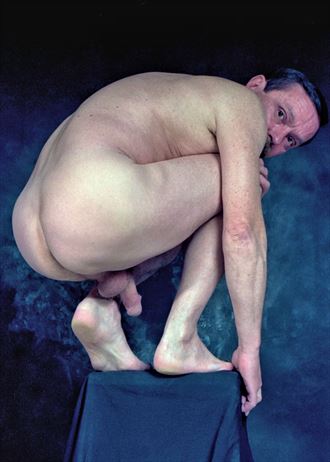 self portrait squatting 1988 artistic nude photo by photographer j wayne higgs