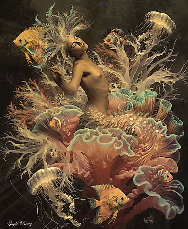 sensual coral reef artistic nude artwork by artist gayle berry