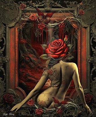 sensual gothic rose artistic nude artwork by artist gayle berry
