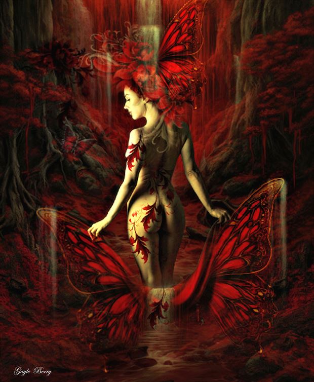 sensual red falls surreal artwork by artist gayle berry
