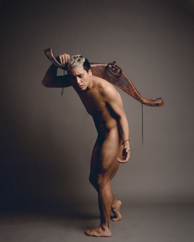 shawny with oxen yoke artistic nude photo by photographer david clifton strawn