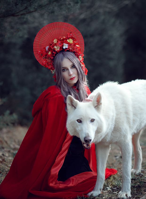 she walks with wolves surreal photo by model nikorae