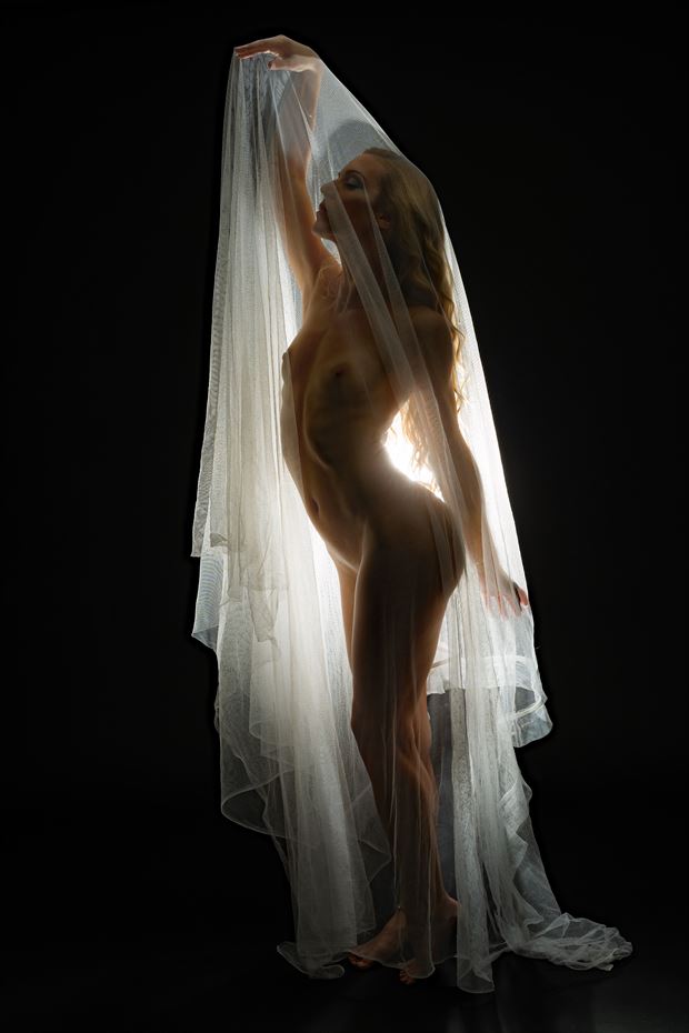 shear fabric in dark artistic nude photo by photographer dorola visual artist