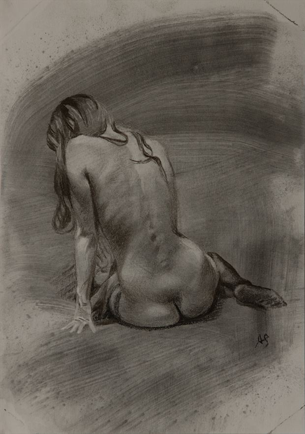 sitting pose artistic nude artwork by artist axelsaffran