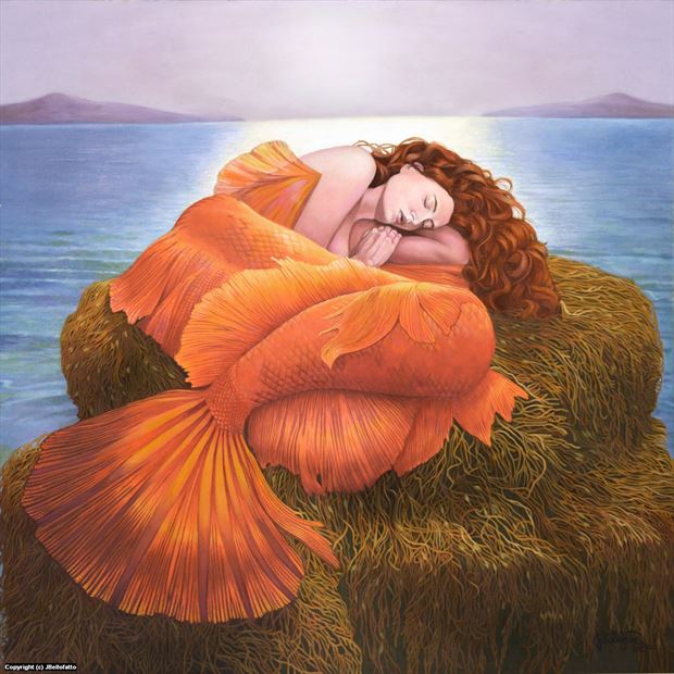 sleeping mermaid artistic nude artwork by model morganagreen