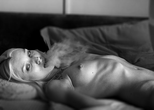 smoke on the bed artistic nude photo by photographer goldvamp