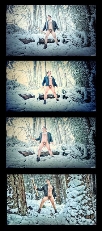 snow lumberjack 1 artistic nude photo by photographer barry gallegos