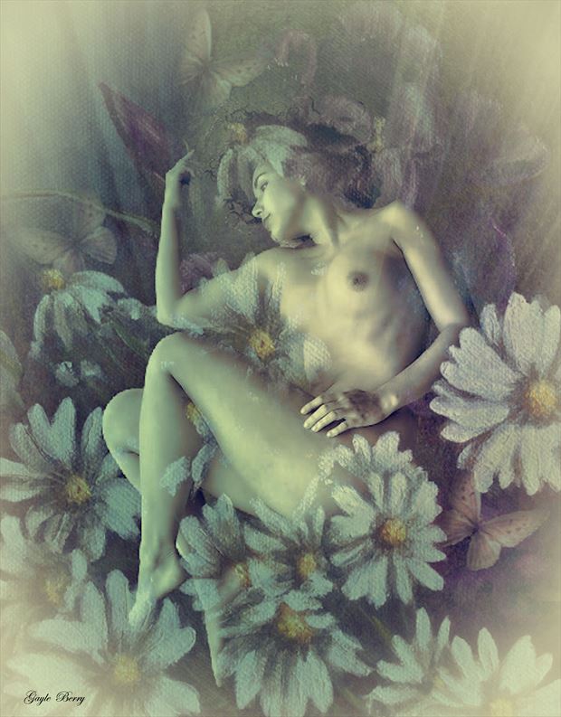snow white petals artistic nude artwork by artist gayle berry