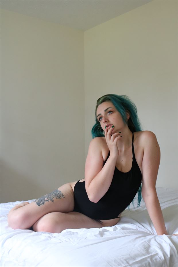 soft contemplation lingerie photo by model lily reign