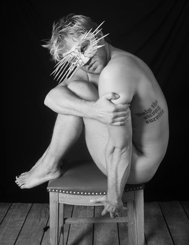 spiked mask vulnerability artistic nude photo by photographer ebutterfieldphotog