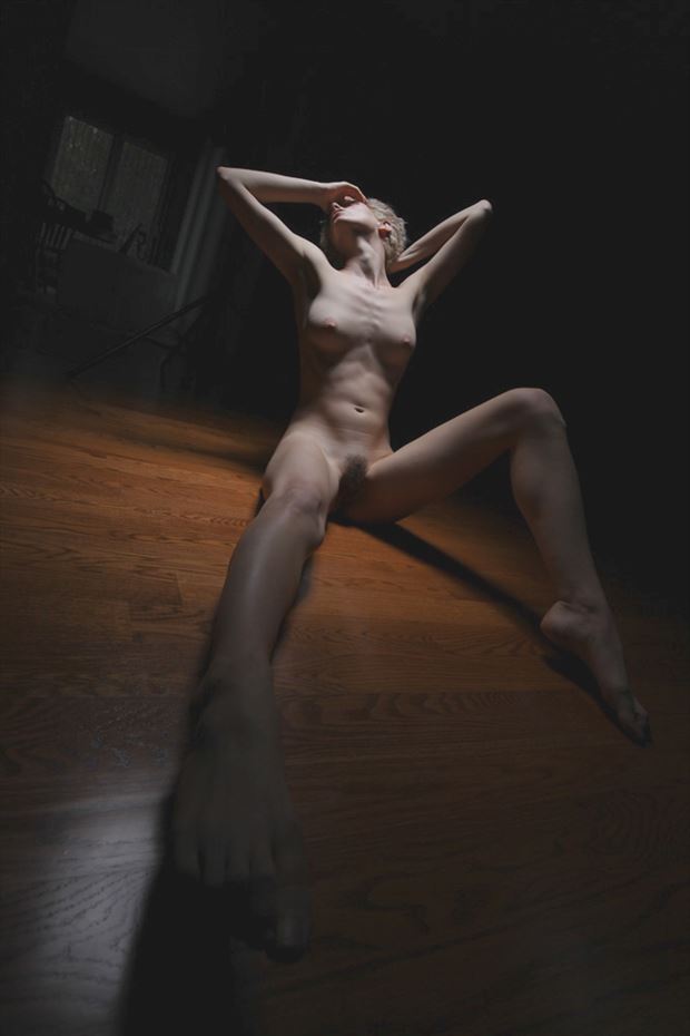spotlight on wooden floor artistic nude photo by photographer dorola visual artist