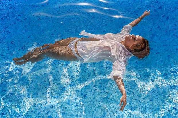submerged painting lingerie artwork by artist johannes wessmark