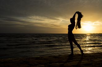 sundown stretching bikini artwork by photographer patrik lee andersson